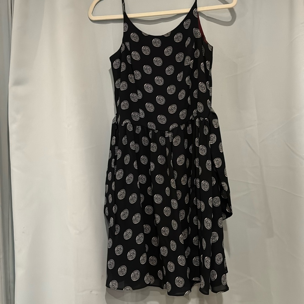 Vintage black dress with white circles